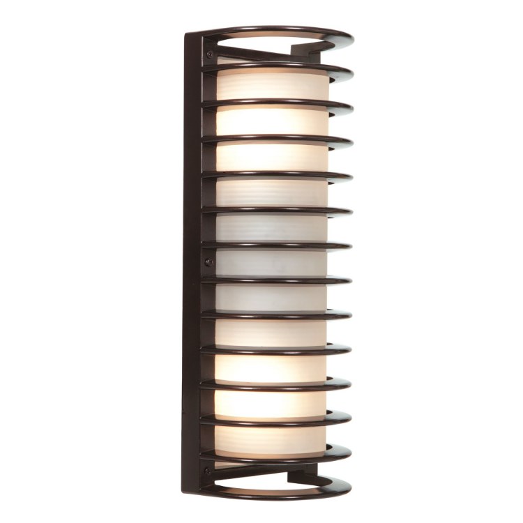 Picture of 120w (2 x 60) Bermuda E-26 A-19 Incandescent Bronze Ribbed Frosted Marine Grade Wet Location Bulkhead (OA HT 16.75) (CAN 7"x4.5")