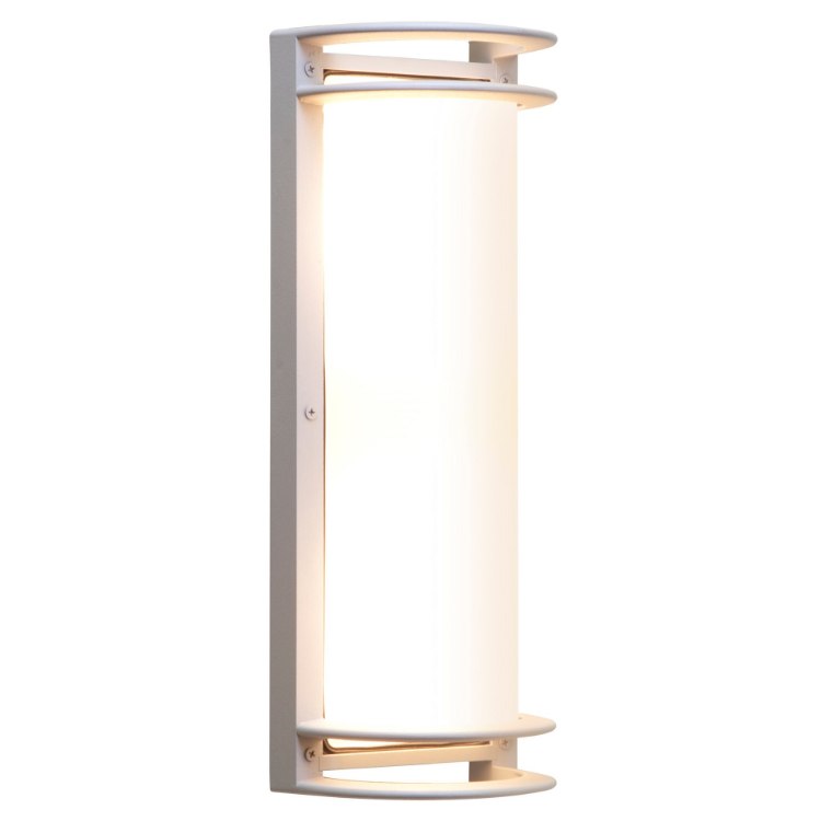Picture of 120w (2 x 60) Nevis E-26 A-19 Incandescent Satin Ribbed Frosted Marine Grade Wet Location Bulkhead (OA HT 16.75) (CAN 7"x4.5"x0.5")