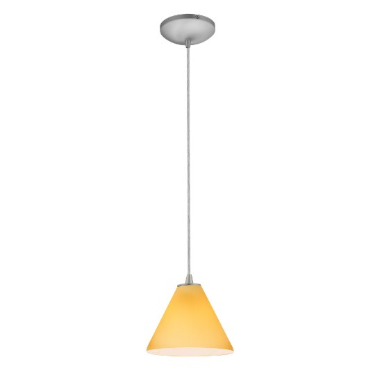 Picture of 11w Martini E-26 A-19 LED Dry Location Brushed Steel Amber Led Cord Glass Pendant (CAN 1.25"Ø5.25")