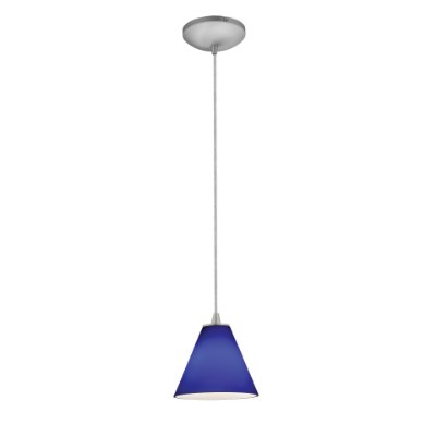 Show details for 11w Martini E-26 A-19 LED Dry Location Brushed Steel Cobalt Led Cord Glass Pendant (CAN 1.25"Ø5.25") Picture of 11w Martini E-26 A-19 LED Dry Location Brushed Steel Cobalt Led Cord Glass Pendant (CAN 1.25"Ø5.25")