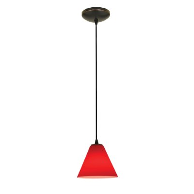 Show details for 11w Martini E-26 A-19 LED Dry Location Oil Rubbed Bronze Red Led Cord Glass Pendant (CAN 1.25"Ø5.25") Picture of 11w Martini E-26 A-19 LED Dry Location Oil Rubbed Bronze Red Led Cord Glass Pendant (CAN 1.25"Ø5.25")