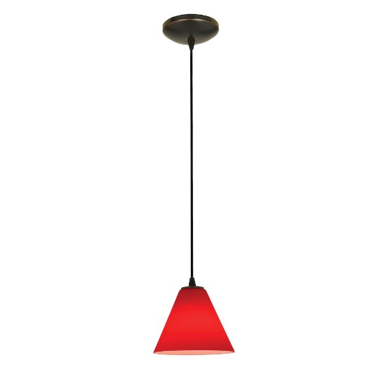 Picture of 11w Martini E-26 A-19 LED Dry Location Oil Rubbed Bronze Red Led Cord Glass Pendant (CAN 1.25"Ø5.25")