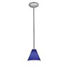 Picture of 11w Martini E-26 A-19 LED Dry Location Brushed Steel Cobalt Led Rod Glass Pendant (CAN 1.25"Ø5.25")