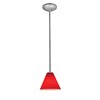 Picture of 11w Martini E-26 A-19 LED Dry Location Brushed Steel Red Led Rod Glass Pendant (CAN 1.25"Ø5.25")