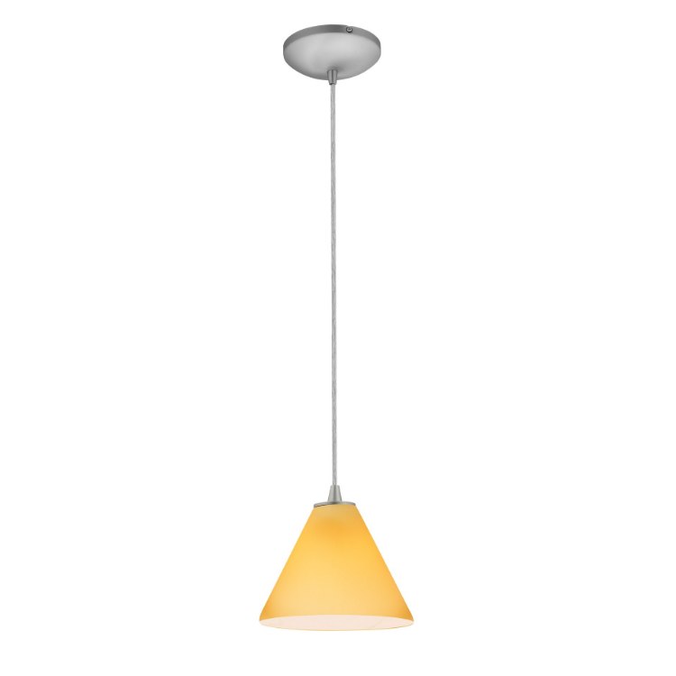Foto para 12w Martini SSL 90CRI LED Dry Location Brushed Steel Amber Led Cord Glass Pendant (CAN 1.25"Ø5.25")
