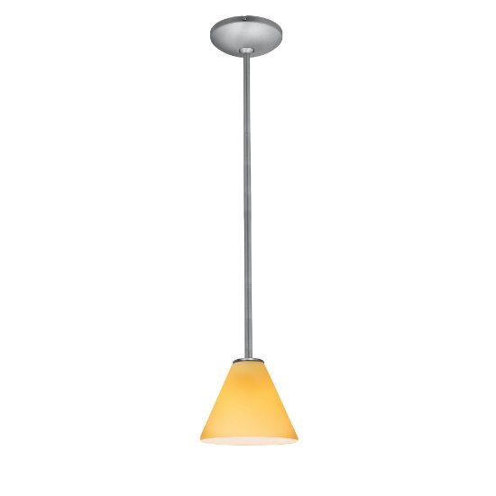 Foto para 12w Martini SSL 90CRI LED Dry Location Brushed Steel Amber Led Rod Glass Pendant (CAN 1.25"Ø5.25")