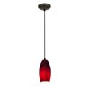 Picture of 11w Merlot E-26 A-19 LED Dry Location Oil Rubbed Bronze Red Sky Cord Glass Pendant (CAN 1.25"Ø5.25")