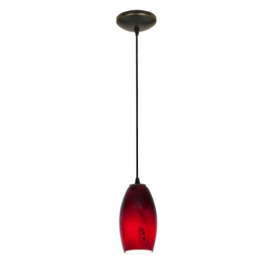 Show details for 11w Merlot E-26 A-19 LED Dry Location Oil Rubbed Bronze Red Sky Cord Glass Pendant (CAN 1.25"Ø5.25") Picture of 11w Merlot E-26 A-19 LED Dry Location Oil Rubbed Bronze Red Sky Cord Glass Pendant (CAN 1.25"Ø5.25")