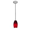 Foto para 11w Merlot E-26 A-19 LED Dry Location Brushed Steel Red Sky Rod Glass Pendant (CAN 1.25"Ø5.25")