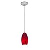 Foto para 12w Merlot SSL 90CRI LED Dry Location Brushed Steel Red Sky Cord Glass Pendant (CAN 1.25"Ø5.25")