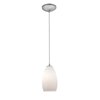 Foto para 11w Champagne E-26 A-19 LED Dry Location Brushed Steel Opal Cord Glass Pendant (CAN 1.25"Ø5.25")