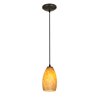 Foto para 11w Champagne E-26 A-19 LED Dry Location Oil Rubbed Bronze Brown Stone Cord Glass Pendant (CAN 1.25"Ø5.25")