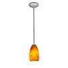 Foto para 11w Champagne E-26 A-19 LED Dry Location Brushed Steel Amber Sky Rod Glass Pendant (CAN 1.25"Ø5.25")