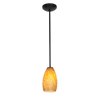 Foto para 11w Champagne E-26 A-19 LED Dry Location Oil Rubbed Bronze Brown Stone Rod Glass Pendant (CAN 1.25"Ø5.25")