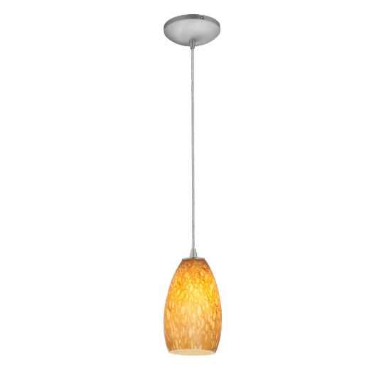 Foto para 12w Champagne SSL 90CRI LED Dry Location Brushed Steel Brown Stone Cord Glass Pendant (CAN 1.25"Ø5.25")