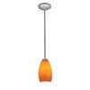 Foto para 12w Champagne SSL 90CRI LED Dry Location Brushed Steel Maya Rod Glass Pendant (CAN 1.25"Ø5.25")