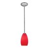 Foto para 12w Champagne SSL 90CRI LED Dry Location Brushed Steel Red Rod Glass Pendant (CAN 1.25"Ø5.25")