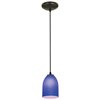 Foto para 11w Bordeaux E-26 A-19 LED Dry Location Oil Rubbed Bronze Cobalt Cord Glass Pendant (CAN 1.25"Ø5.25")