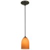 Foto para 11w Bordeaux E-26 A-19 LED Dry Location Oil Rubbed Bronze Wicker Amber Cord Glass Pendant (CAN 1.25"Ø5.25")