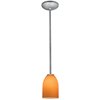 Foto para 11w Bordeaux E-26 A-19 LED Dry Location Brushed Steel Amber Rod Glass Pendant (CAN 1.25"Ø5.25")