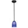 Foto para 11w Bordeaux E-26 A-19 LED Dry Location Oil Rubbed Bronze Cobalt Rod Glass Pendant (CAN 1.25"Ø5.25")