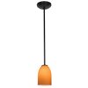 Foto para 11w Bordeaux E-26 A-19 LED Dry Location Oil Rubbed Bronze Wicker Red Rod Glass Pendant (CAN 1.25"Ø5.25")