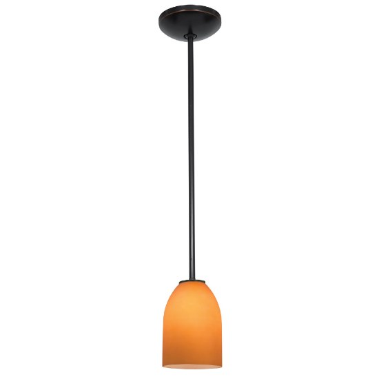 Foto para 11w Bordeaux E-26 A-19 LED Dry Location Oil Rubbed Bronze Wicker White Rod Glass Pendant (CAN 1.25"Ø5.25")