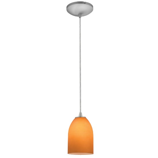Foto para 12w Bordeaux SSL 90CRI LED Dry Location Brushed Steel Amber Cord Glass Pendant (CAN 1.25"Ø5.25")