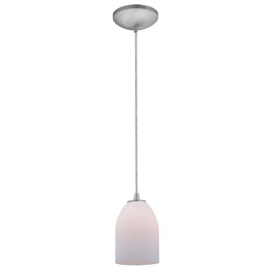 Foto para 12w Bordeaux SSL 90CRI LED Dry Location Brushed Steel Opal Cord Glass Pendant (CAN 1.25"Ø5.25")