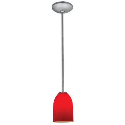 Show details for 12w Bordeaux SSL 90CRI LED Dry Location Brushed Steel Red Rod Glass Pendant (CAN 1.25"Ø5.25") Picture of 12w Bordeaux SSL 90CRI LED Dry Location Brushed Steel Red Rod Glass Pendant (CAN 1.25"Ø5.25")