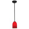 Picture of 12w Bordeaux SSL 90CRI LED Dry Location Oil Rubbed Bronze Red Rod Glass Pendant (CAN 1.25"Ø5.25")