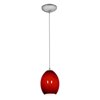 Foto para 11w Brandy FireBird E-26 A-19 LED Dry Location Brushed Steel Red Sky Cord Glass Pendant (CAN 1.25"Ø5.25")