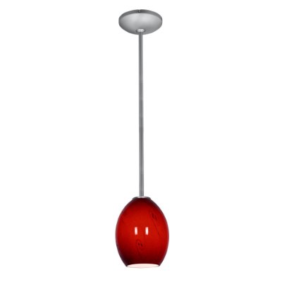 Show details for 12w Brandy FireBird SSL 90CRI LED Dry Location Brushed Steel Red Sky Rod Glass Pendant (CAN 1.25"Ø5.25") Picture of 12w Brandy FireBird SSL 90CRI LED Dry Location Brushed Steel Red Sky Rod Glass Pendant (CAN 1.25"Ø5.25")