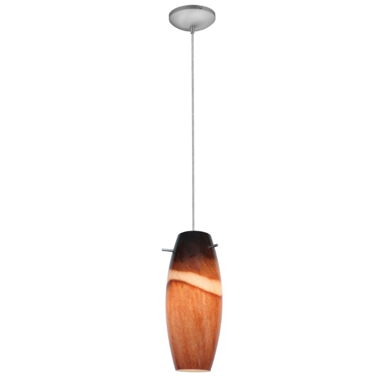 Picture of 12w Cabernet SSL 90CRI LED Dry Location Brushed Steel Amber Slate Cord Glass Pendant (CAN 1.25"Ø5.25")