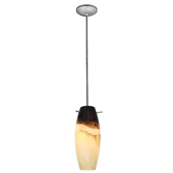 Foto para 12w Cabernet SSL 90CRI LED Dry Location Brushed Steel Sand Slate Rod Glass Pendant (CAN 1.25"Ø5.25")