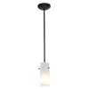 Foto para 11w Cylinder E-26 A-19 LED Dry Location Oil Rubbed Bronze Opal Rod Glass Pendant (CAN 1.25"Ø5.25")