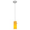 Foto para 12w Cylinder SSL 90CRI LED Dry Location Brushed Steel Amber Cord Glass Pendant (CAN 1.25"Ø5.25")