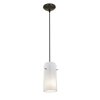 Foto para 11w Glass`n Glass Cylinder E-26 A-19 LED Dry Location Oil Rubbed Bronze Clear Opal Cord Glass Pendant (CAN 1.25"Ø5.25")