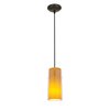 Foto para 11w Glass`n Glass Cylinder E-26 A-19 LED Dry Location Oil Rubbed Bronze Clear Red Cord Glass Pendant (CAN 1.25"Ø5.25")