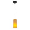 Foto para 11w Glass`n Glass Cylinder E-26 A-19 LED Dry Location Oil Rubbed Bronze Clear Amber Rod Glass Pendant (CAN 1.25"Ø5.25")