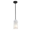 Foto para 11w Glass`n Glass Cylinder E-26 A-19 LED Dry Location Oil Rubbed Bronze Clear Opal Rod Glass Pendant (CAN 1.25"Ø5.25")