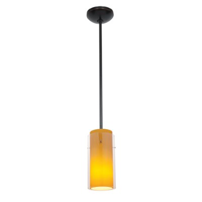 Show details for 11w Glass`n Glass Cylinder E-26 A-19 LED Dry Location Oil Rubbed Bronze Clear Red Rod Glass Pendant (CAN 1.25"Ø5.25") Picture of 11w Glass`n Glass Cylinder E-26 A-19 LED Dry Location Oil Rubbed Bronze Clear Red Rod Glass Pendant (CAN 1.25"Ø5.25")