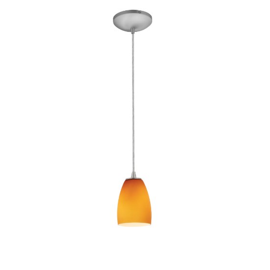 Picture of 11w Sherry E-26 A-19 LED Dry Location Brushed Steel Amber Cord Glass Pendant (CAN 1.25"Ø5.25")