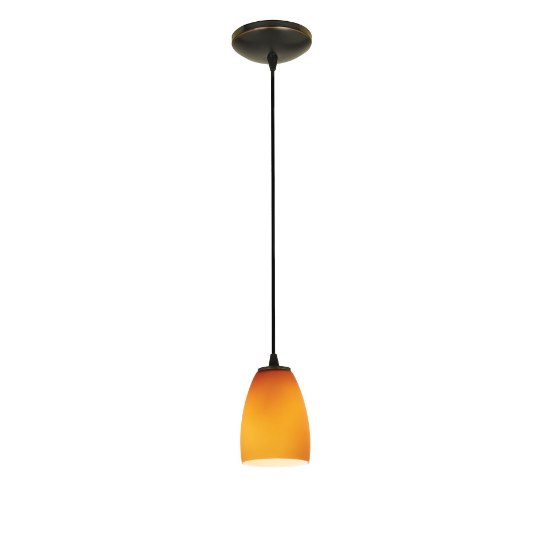 Picture of 11w Sherry E-26 A-19 LED Dry Location Oil Rubbed Bronze Amber Cord Glass Pendant (CAN 1.25"Ø5.25")