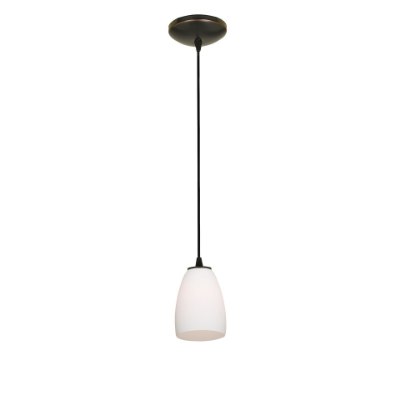 Show details for 11w Sherry E-26 A-19 LED Dry Location Oil Rubbed Bronze Opal Cord Glass Pendant (CAN 1.25"Ø5.25") Picture of 11w Sherry E-26 A-19 LED Dry Location Oil Rubbed Bronze Opal Cord Glass Pendant (CAN 1.25"Ø5.25")