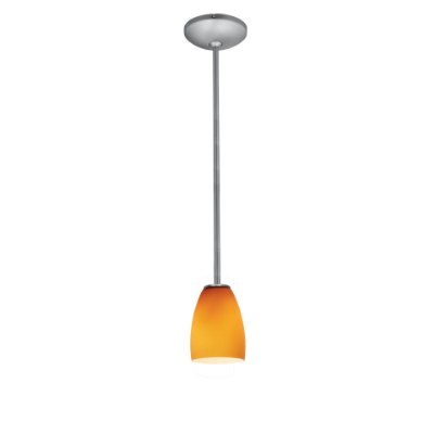 Show details for 11w Sherry E-26 A-19 LED Dry Location Brushed Steel Amber Rod Glass Pendant (CAN 1.25"Ø5.25") Picture of 11w Sherry E-26 A-19 LED Dry Location Brushed Steel Amber Rod Glass Pendant (CAN 1.25"Ø5.25")