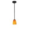 Picture of 11w Sherry E-26 A-19 LED Dry Location Oil Rubbed Bronze Amber Rod Glass Pendant (CAN 1.25"Ø5.25")