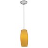 Foto para 11w Cognac E-26 A-19 LED Dry Location Brushed Steel Amber Cord Glass Pendant (CAN 1.25"Ø5.25")