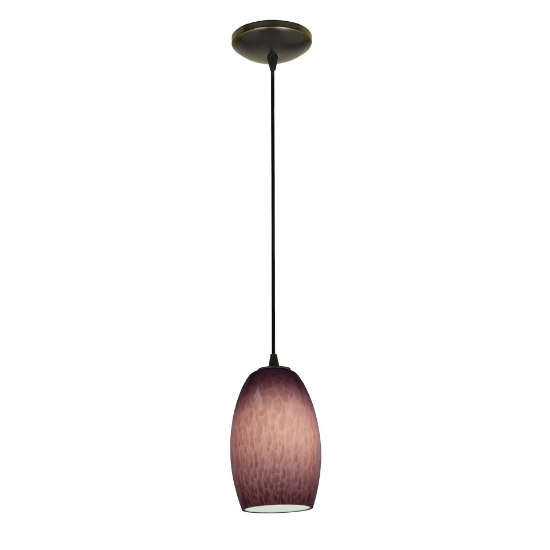 Foto para 11w Chianti E-26 A-19 LED Dry Location Oil Rubbed Bronze Purple Cloud Cord Glass Pendant (CAN 1.25"Ø5.25")