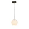 Picture of 11w (s) Japanese Lantern E-26 A-19 LED Dry Location Oil Rubbed Bronze White Lined Cord Glass Pendant (CAN 1.25"Ø5.25")